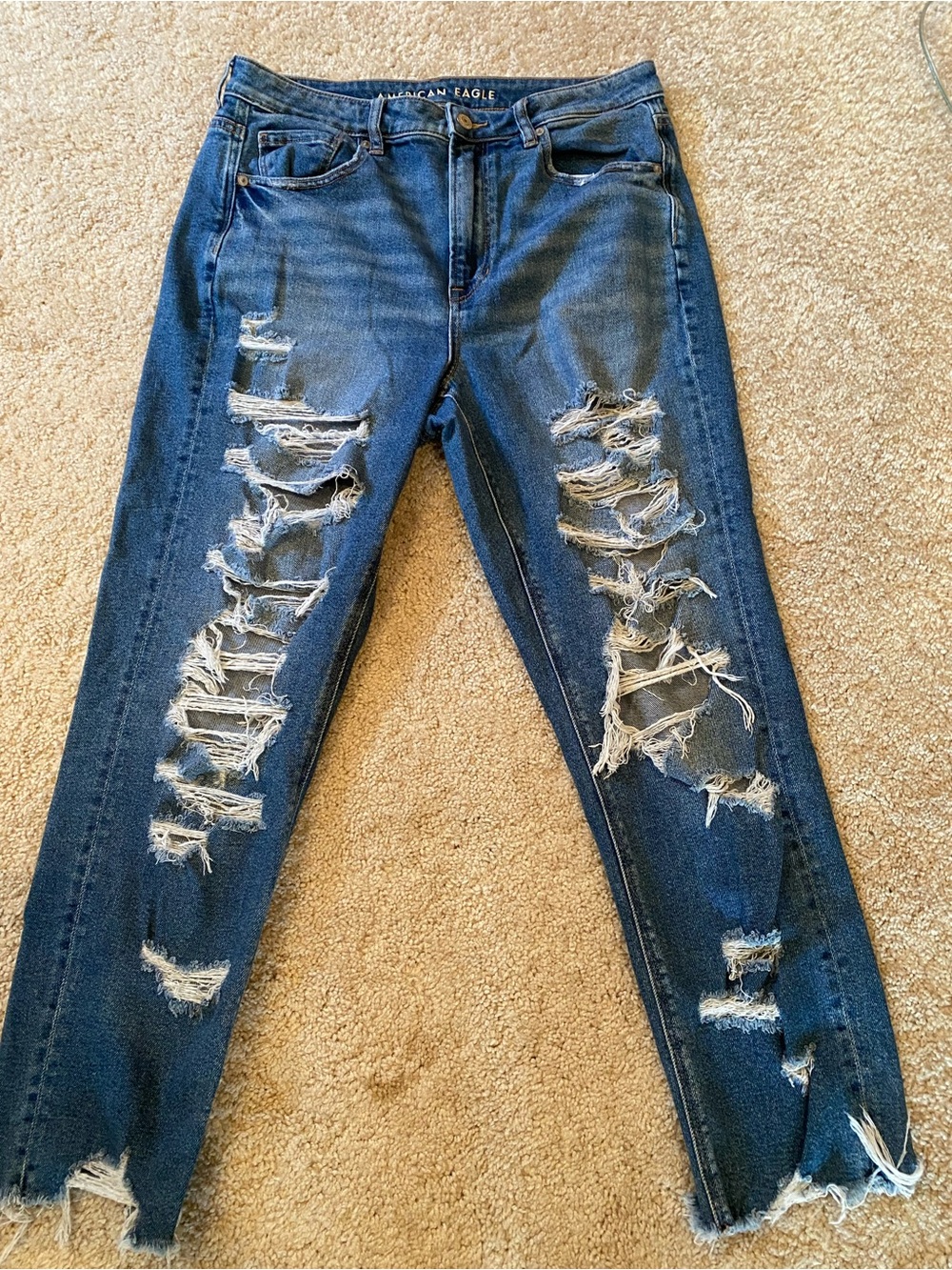 American Eagle Outfitters Distressed Dark Blue Skinny Jeans